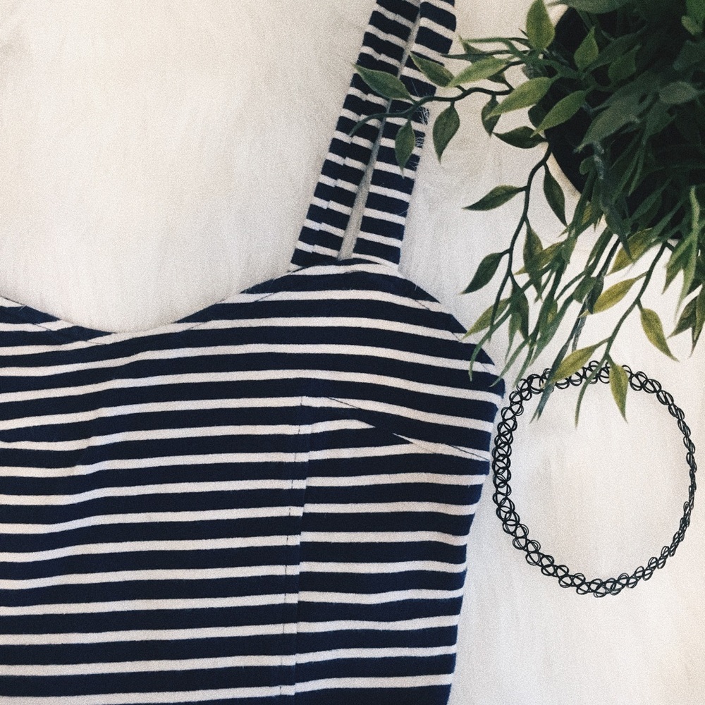 blue and white crop top