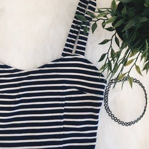 blue and white crop top