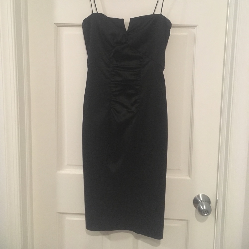 Nicole Miller collection black satin dress