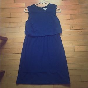 New Blue and black striped textured dress