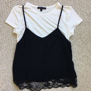 Kendall + Kylie Layered lace tank top