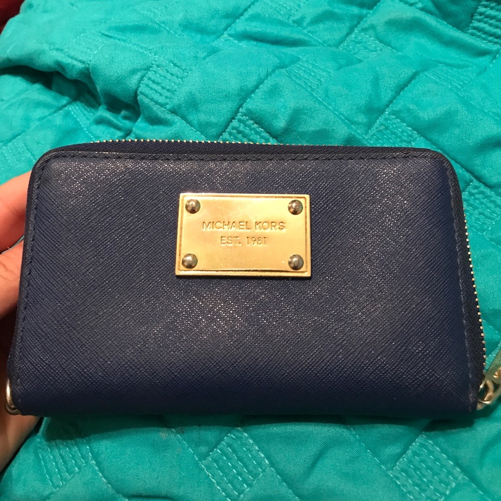 Michael Kors blue leather wallet