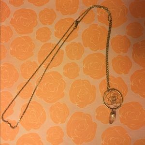 Long silver dream catcher necklace