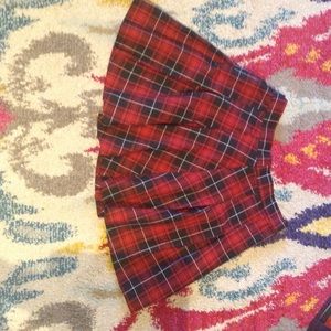 Zip-Up Plaid Red Skirt