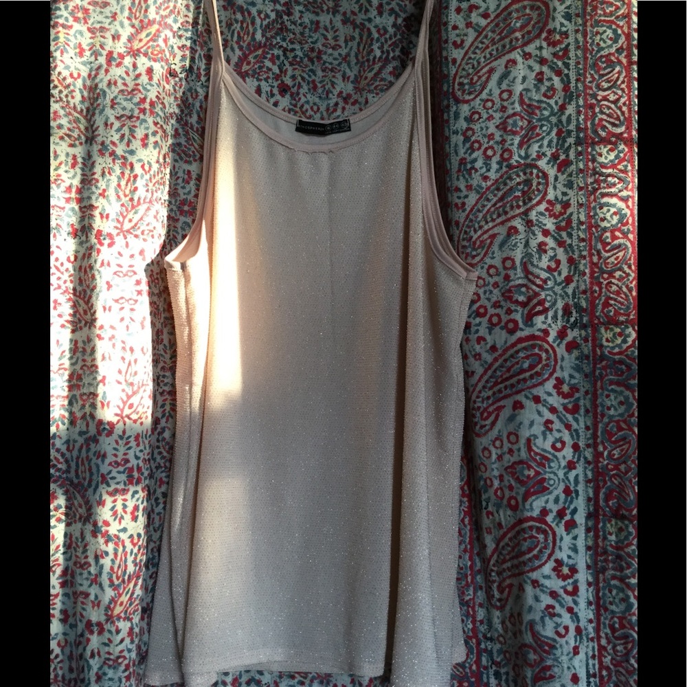 Nude pink metallic top