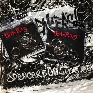 16 gauge lip rings - 6 pack