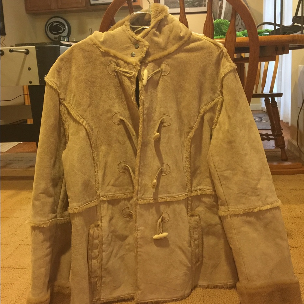 Women's Winter Toggle Suede Coat W/ Faux Fur