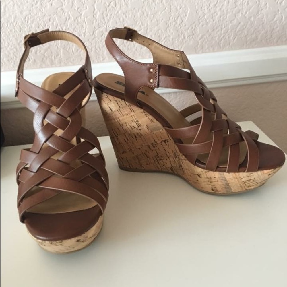 Brown Strappy Wedges