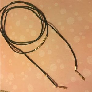 Green leather wrap around necklace