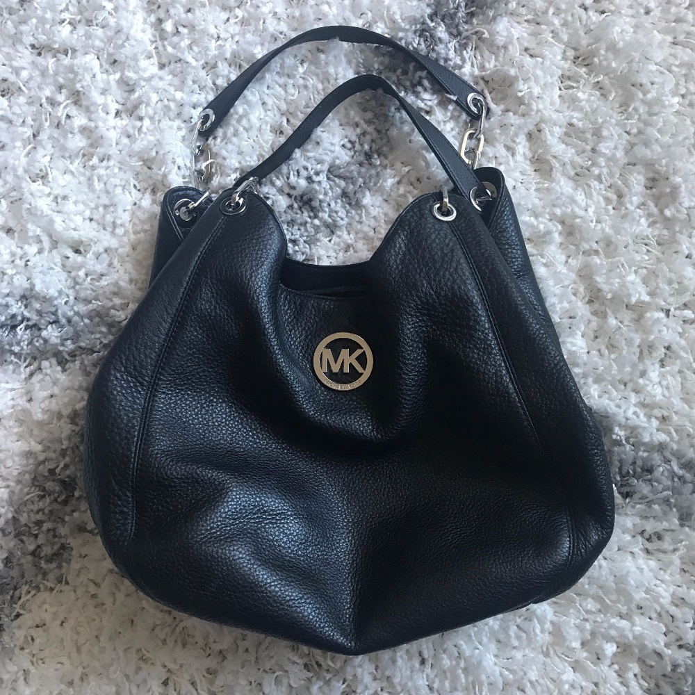 Michael Kors black leather shoulder bag