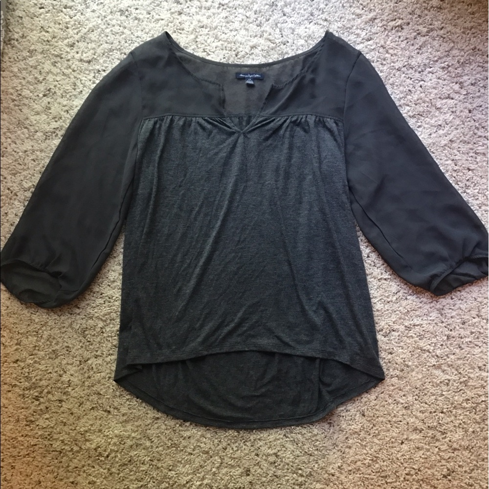 American Eagle Flowy Sheer Long Sleeved Blouse