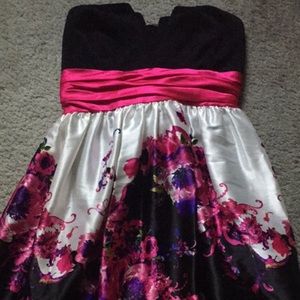 Strapless Floral Dress
