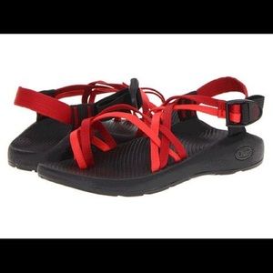 Women's red double strap chacos