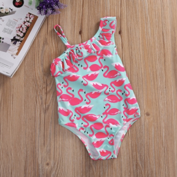 ☀️SUMMER SALE Pink Flamingo Toddler Swimsuit - Picture 2 of 2