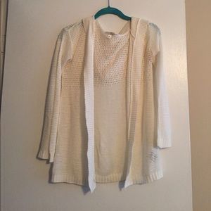 Open knit hooded sweater