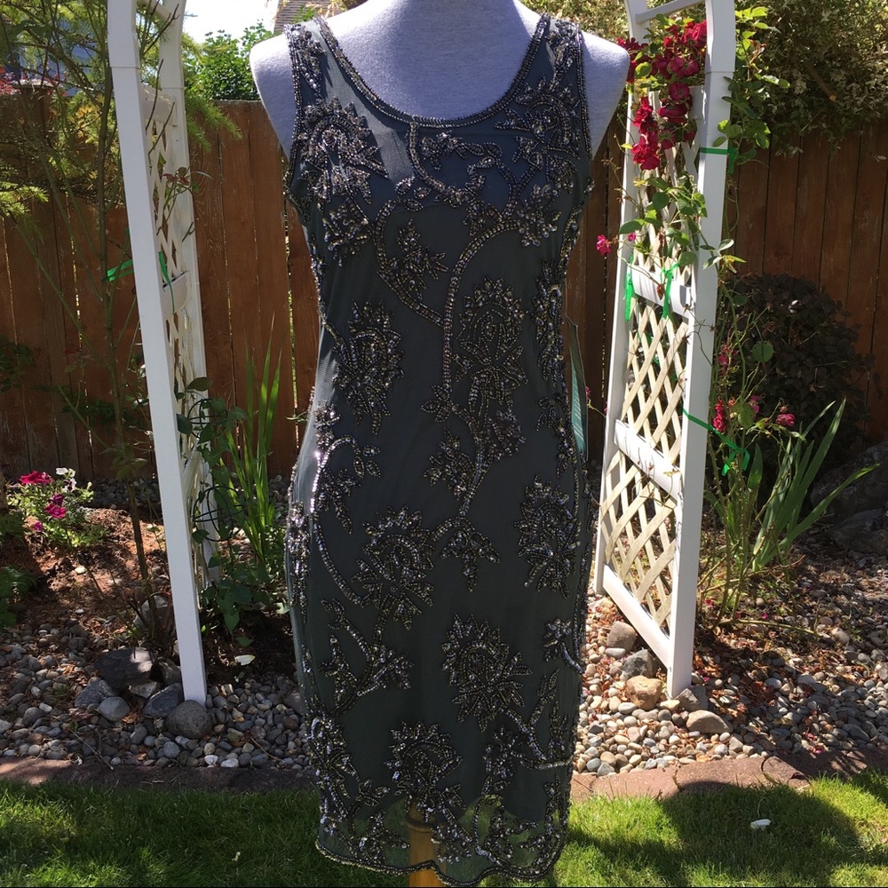 NWT Prelude Gray Sequin Formal Sheath Dress