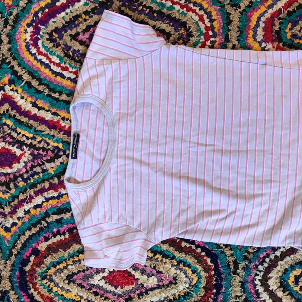 Brandy Melville pink striped tee