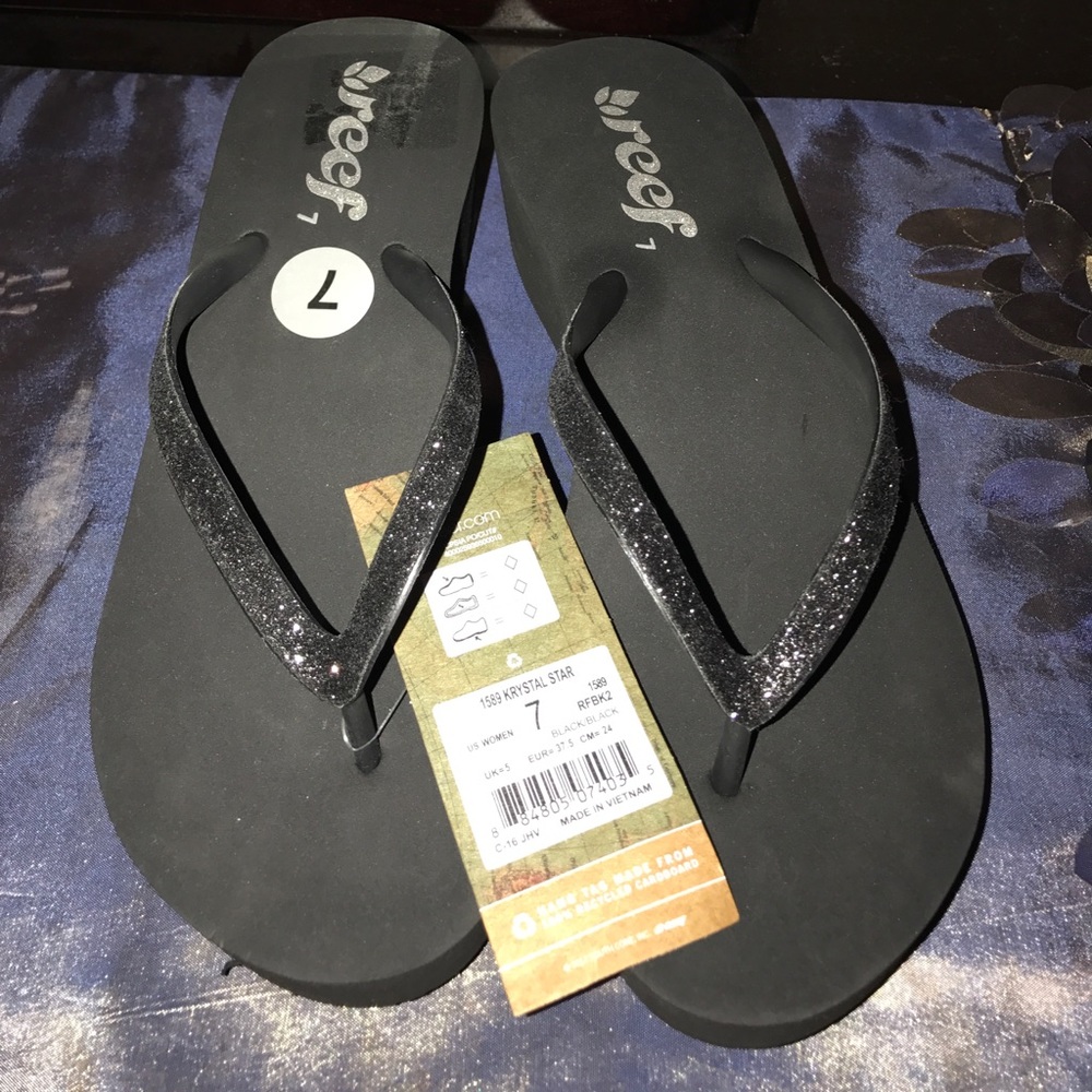 Reef black wedge flip flops 7!