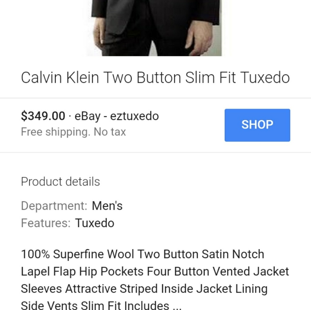 42R NEW WITH TAGS CALVIN KLEIN TUX JACKET