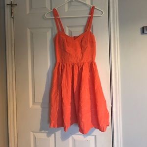 Bright orange mini dress