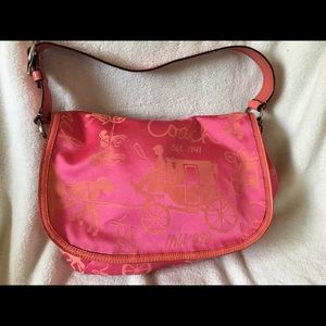 Coach Pink Coral Horse Carriage Sateen Jacquard