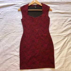 Elegant dark red hourglass cocktail dress