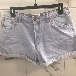 Light wash denim shorts