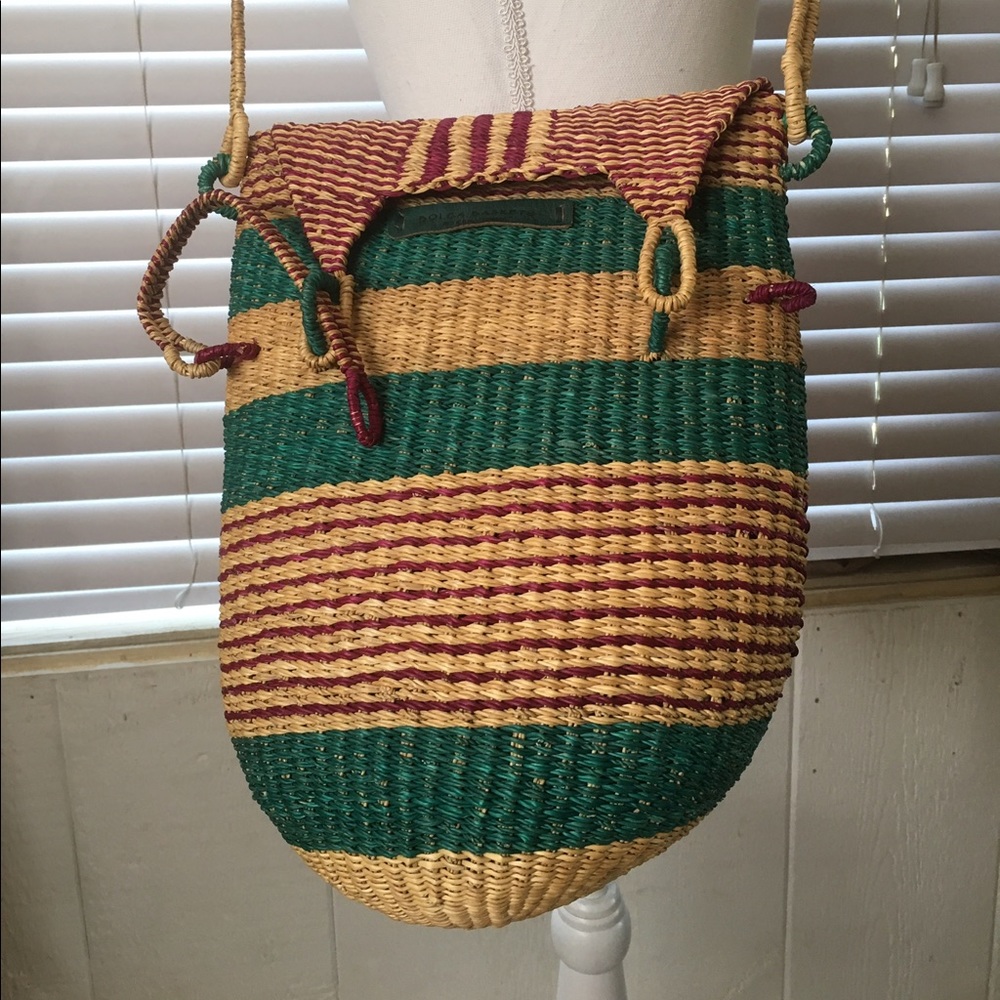 Bolga woven grass purse