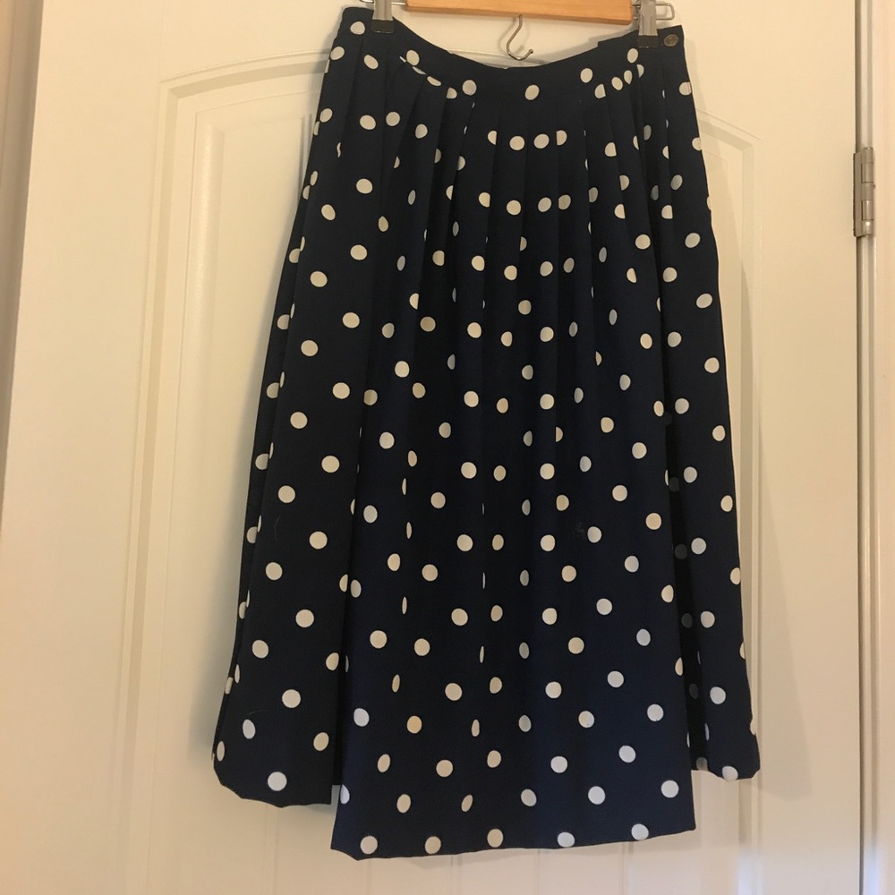 Vintage Navy and White Polka dot Skirt
