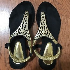 1 day sale!!! Black and gold sandals!! Like new