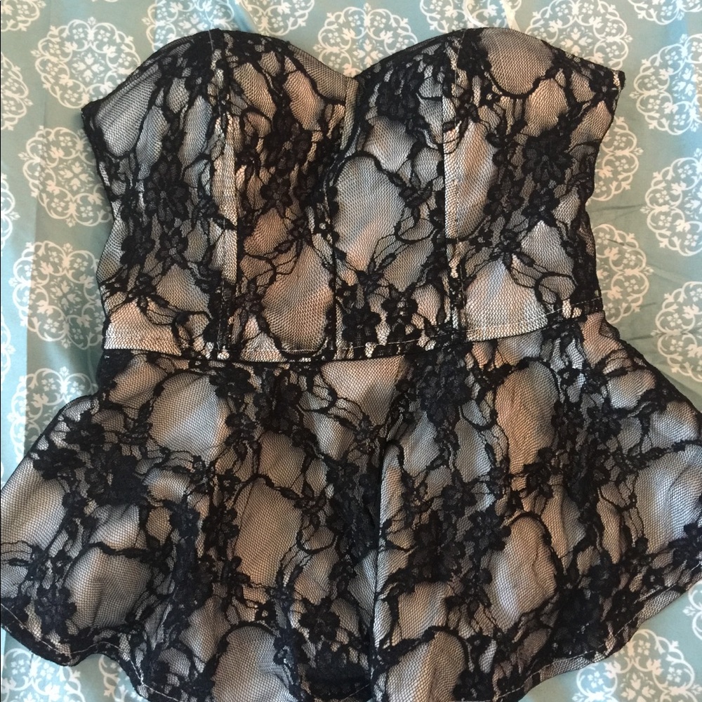 Charlotte Russe lace peplum top small