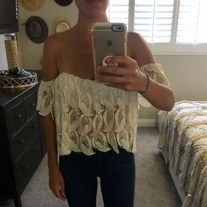 Olivaceous Lace Crop Top in White