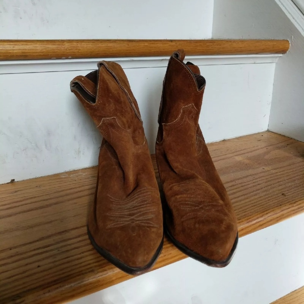 Suede cowboy boots