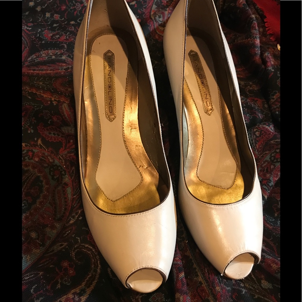 Bandolino white heels.