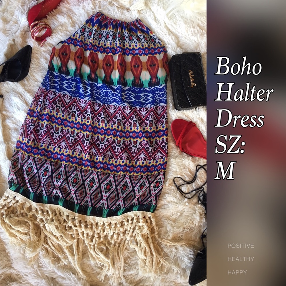 Halter Boho Style Fringe Dress