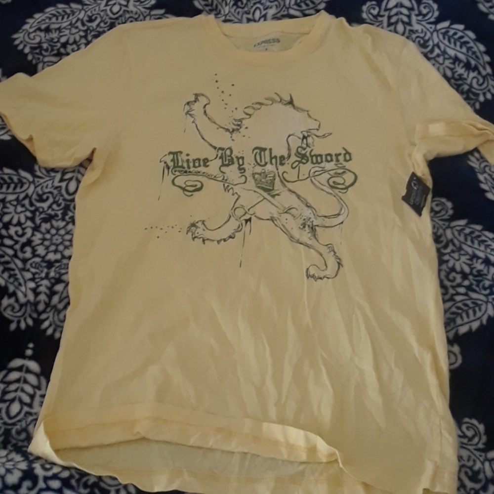 Mens Yellow Express  Graphic Tee Shirt