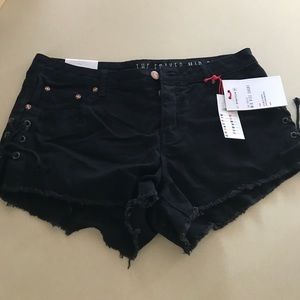 Cotton on denim shorts, laced up on the side