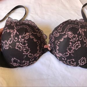 Floral laced push up bra