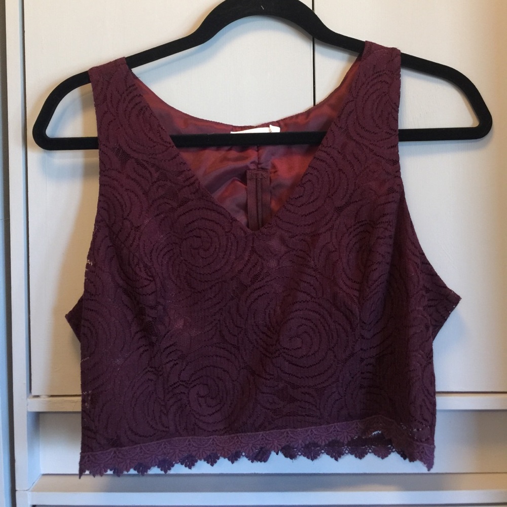 Dark purple lace mid crop top