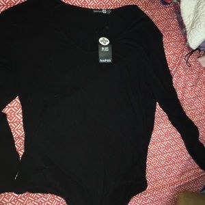 Black v neck bodysuit