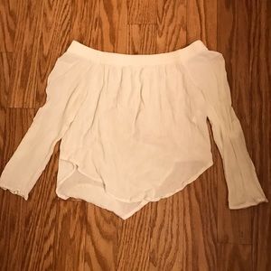 Off the Shoulder White Flowy Top