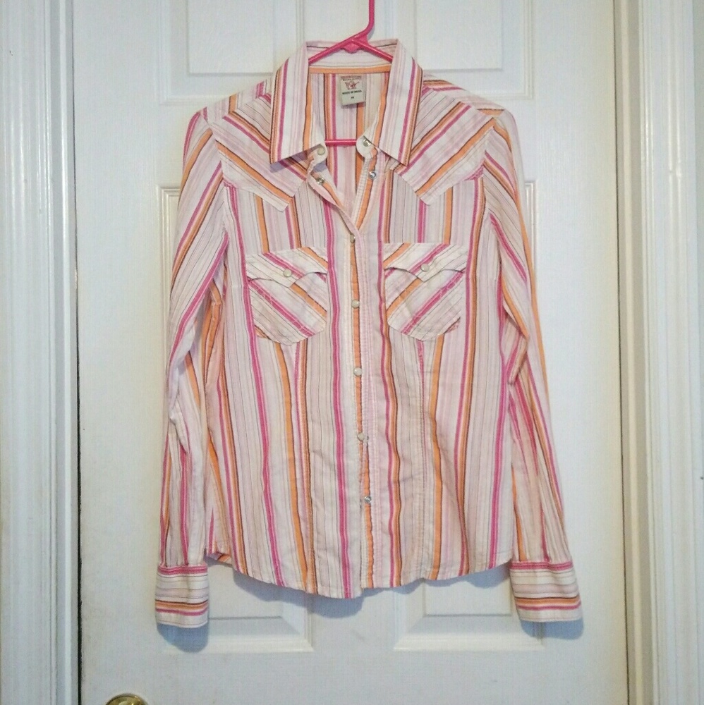 Women's True Religion Button Down Pearl Snap Top M