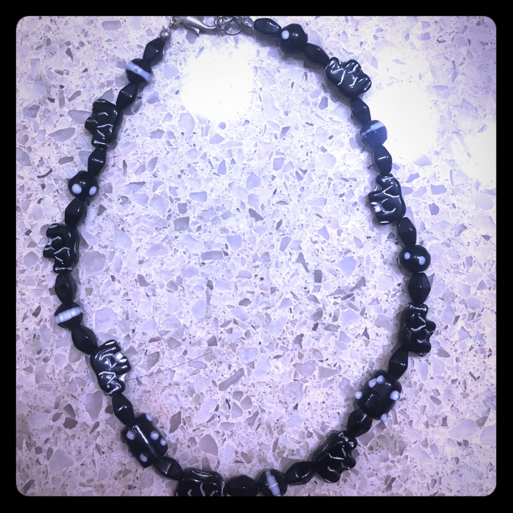 Black elephant necklace