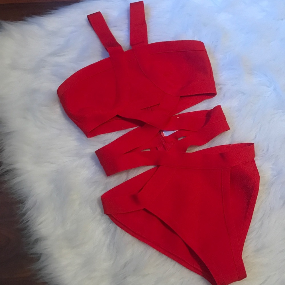 Red one piece swimsuit