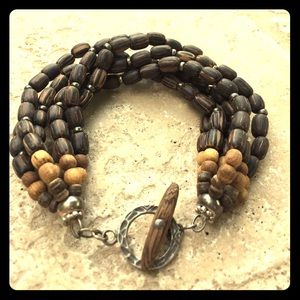 Silpada Sterling Silver & Brown Palm Wood Bracelet