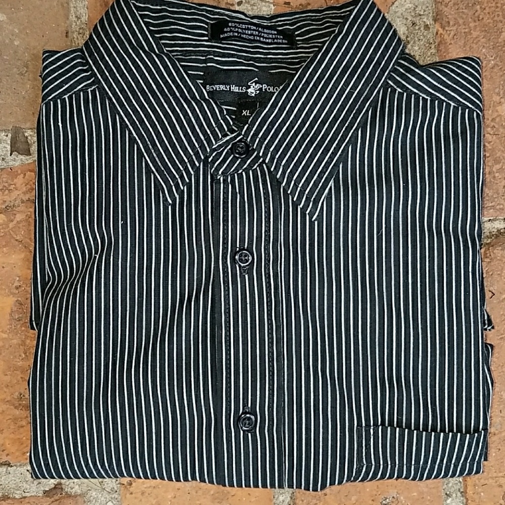 Mens Black and White Pinstripe dress shirt