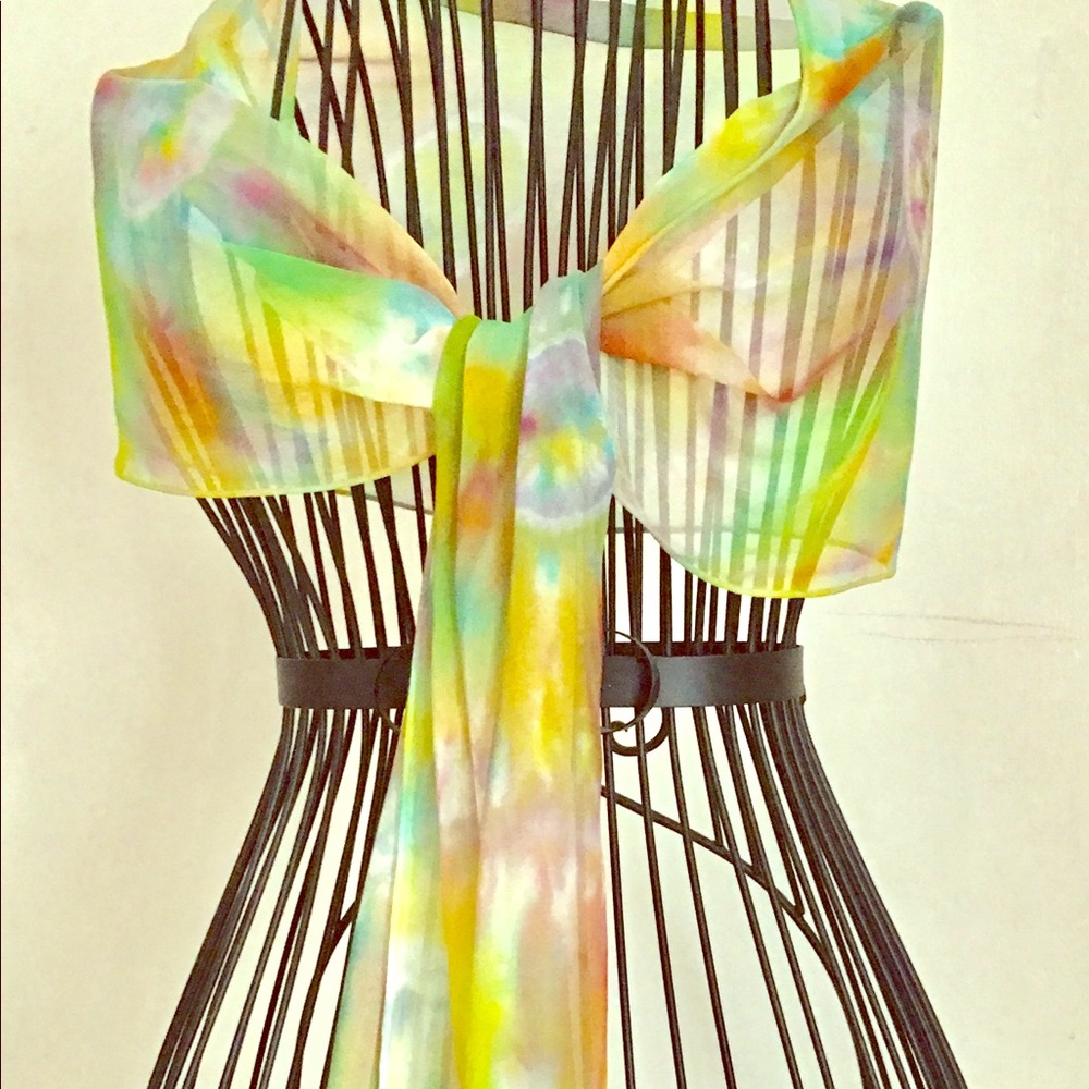Hand painted 100% Silk gauze scarf / accessory