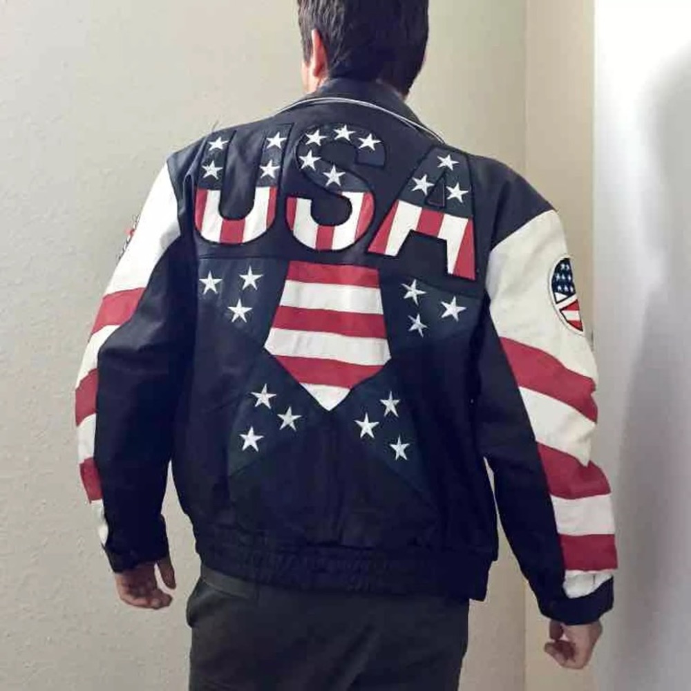 Vintage USA leather Americana bomber jacket medium