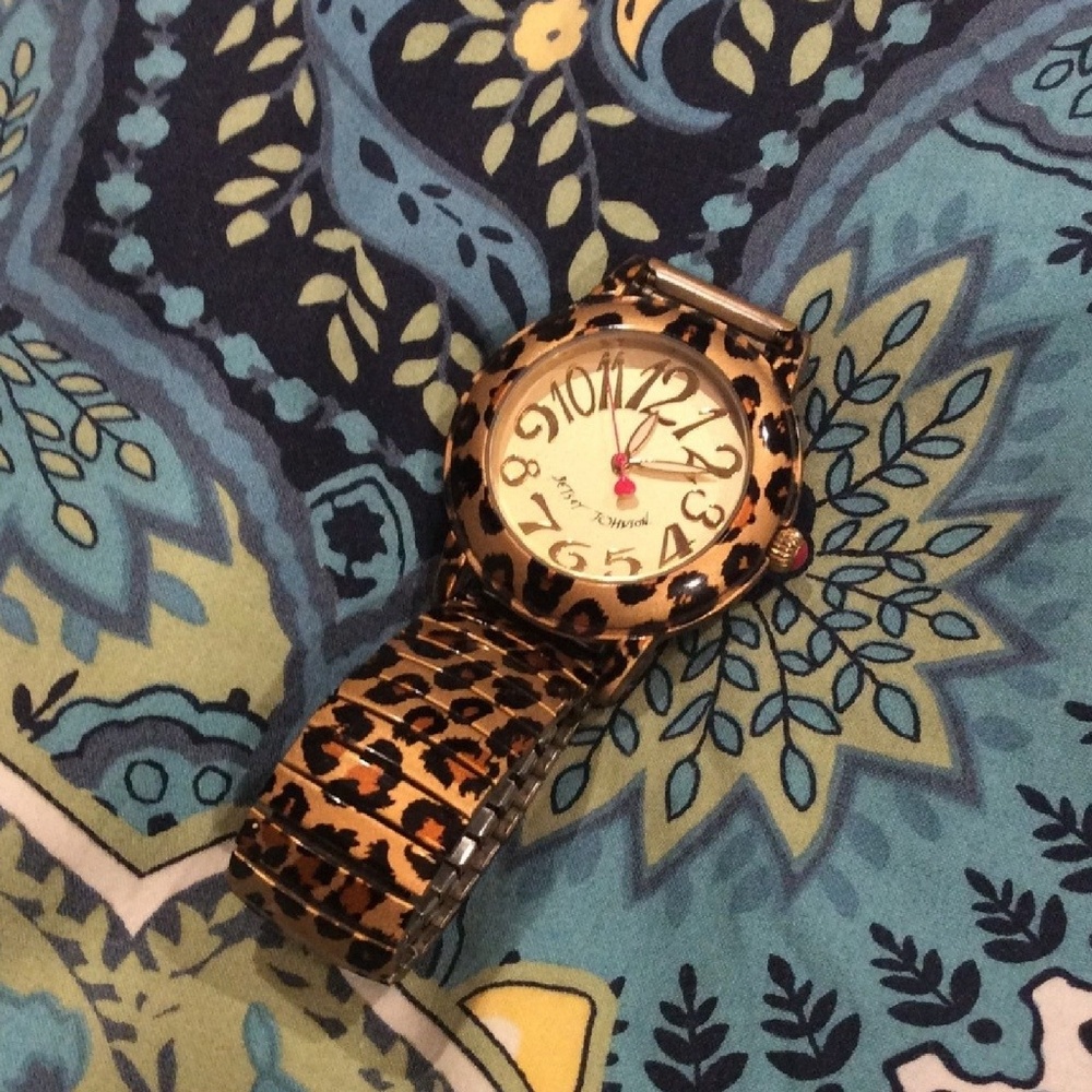 Betsey Johnson Leopard Print Stretch Watch