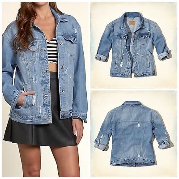 Hollister Jackets & Blazers - HOLLISTER distressed blue jean demin jacket Large